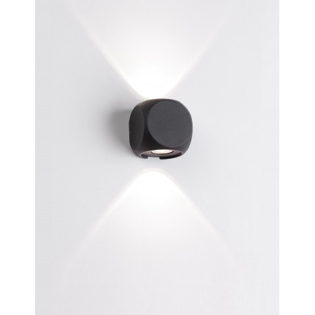 Sandy Black Aluminium & Glass Cree LED 2x2 Watt 285Lm 3000K 100-240 Volt 50Hz Beam Angle 2x38o IP54 L: 5.5 W: 6.5 H: 6.5 cm Ligh