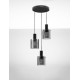 Sandy Black Steel & Smoky Glass LED E27 3x12 Watt 100-240Volt IP20 bulb excluded D: 45 H: 150 cm 