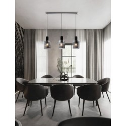 Sandy Black Steel & Smoky Glass LED E27 3x12 Watt 100-240Volt IP20 bulb excluded L: 96 W: 18 H: 120 cm 