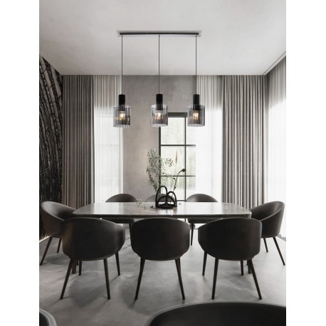 Sandy Black Steel & Smoky Glass LED E27 3x12 Watt 100-240Volt IP20 bulb excluded L: 96 W: 18 H: 120 cm 