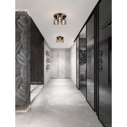 Sandy Black Steel & Smoky Glass LED E27 3x12 Watt 100-240Volt IP20 bulb excluded D: 37 H: 20 cm 