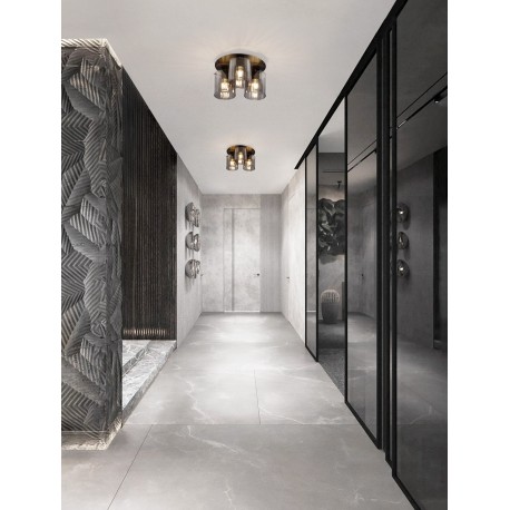 Sandy Black Steel & Smoky Glass LED E27 3x12 Watt 100-240Volt IP20 bulb excluded D: 37 H: 20 cm 