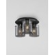 Sandy Black Steel & Smoky Glass LED E27 3x12 Watt 100-240Volt IP20 bulb excluded D: 37 H: 20 cm 