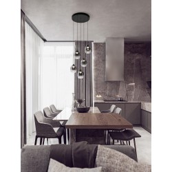 Triac Dimmable Sandy Black Metal & Smoky Glass LED 28 Watt 220-240 Volt 2222Lm 3000K IP20 D: 43 H: 150 cm 
