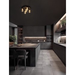 Triac Dimmable Sandy Black Metal & Smoky Glass LED 28 Watt 220-240 Volt 2222Lm 3000K IP20 D: 45 H: 22 cm 