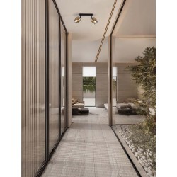 Smoky Glass Sandy Black & Brass Gold Metal LED E27 2x12 Watt 100-240 Volt IP20 bulb excluded L: 47 W: 17 H: 20 cm 