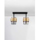 Smoky Glass Sandy Black & Brass Gold Metal LED E27 2x12 Watt 100-240 Volt IP20 bulb excluded L: 47 W: 17 H: 20 cm 