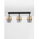 Smoky Glass Sandy Black & Brass Gold Metal LED E27 3x12 Watt 100-240 Volt IP20 bulb excluded L: 70 W: 17 H: 20 cm 