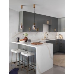 Brass Gold Metal & Smoky Glass LED 7 Watt 220-240Volt 192Lm 3000K IP20 D: 16 H: 215 cm 