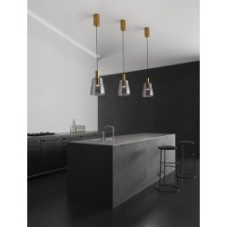 Brass Gold Metal & Smoky Glass LED 7 Watt 220-240Volt 192Lm 3000K IP20 D: 14,5 H: 215 cm 