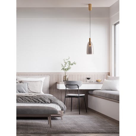 Brass Gold Metal & Smoky Glass LED 7 Watt 220-240Volt 192Lm 3000K IP20 D: 14,2 H: 215 cm 