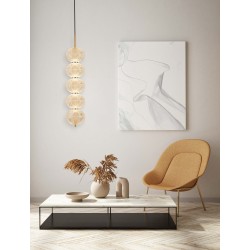 Triac Dimmable Brass Gold Metal & Clear Acrylic LED 30 Watt 220-240 Volt 2482Lm 3000K IP20 D: 15 H: 150 cm 