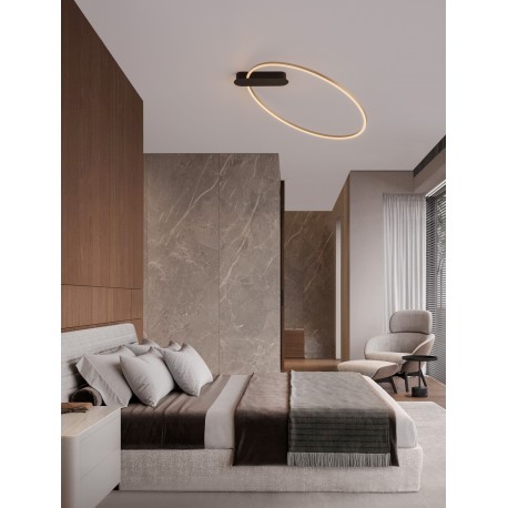 Triac Dimmable] Brass Gold Steel, Aluminium & Silicone LED 30 Watt 220-240Volt 1301Lm 3000K IP20 D: 64 W: 60 H: 30 cm 