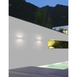 White Aluminium & Glass LED 2x5 Watt 550Lm 3000K 100-240 Volt Beam Angle 102 O IP54 Light Up & Down L: 18 W: 3.5 H: 9 cm 