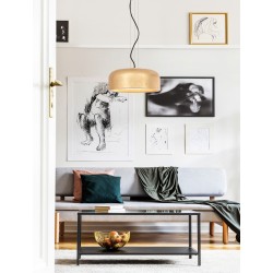 Aluminium Pendant Lamp Shiny Gold Leaf Outside Matt White Inside 