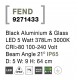 Black Aluminium & Glass LED 5 Watt 378Lm 3000K 100-240 Volt Beam Angle 21O IP65 D: 5 W: 9 H: 64 cm 