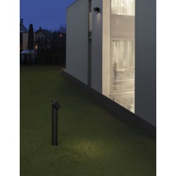 Black Aluminium Glass Diffuser LED GU10 1x7 Watt 100-240 Volt IP54 Bulb Excluded D: 6.8 W: 13.8 H: 55 cm 