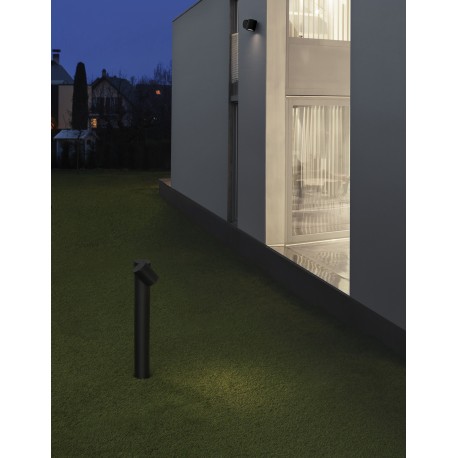 Black Aluminium Glass Diffuser LED GU10 1x7 Watt 100-240 Volt IP54 Bulb Excluded D: 6.8 W: 13.8 H: 55 cm 