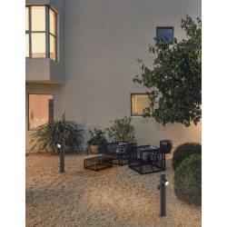 Dark Gray Aluminium Glass Diffuser LED GU10 2x7 Watt 220-240 Volt IP65 Bulb Excluded D: 8 W: 21 H: 60 cm 