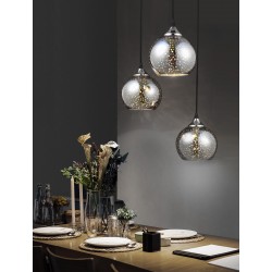 Pendant, Chrome Glass & metal, 3*E27, 40W, D:25 