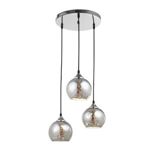 Pendant, Chrome Glass & metal, 3*E27, 40W, D:25 2