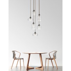 Pendant lamp, metal & glass, max60W, 6*E27, D:53*120 