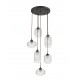 Pendant lamp, metal & glass, max60W, 6*E27, D:53*120 