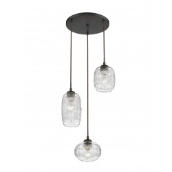 Pendant lamp, metal & glass, max60W, 3*E27, D:44*120 