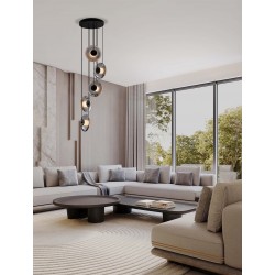 Triac Dimmable Sandy Black Metal & Smoky Gray Glass LED 40 Watt 220-240 Volt 1100Lm 3000K IP20 D: 40 H: 220 cm 