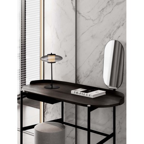 Touch Dimmable Sandy Black Metal & Smoky Gray Glass LED 8 Watt 220-240 Volt 221Lm 3000K IP20 D: 26 H: 40 cm 