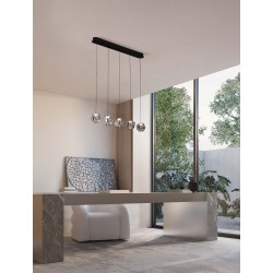 Triac Dimmable Sandy Black & Chrome Metal & Clear Acrylic LED 25 Watt 220-240 Volt 1341Lm 3000K IP20 L: 84 W: 10 H: 150 cm 
