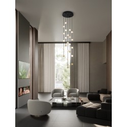 Triac Dimmable Matt Black & Gold Aluminium & Acrylic LED 64 Watt 220-240Volt 4708Lm 3000K IP20 D: 38 H: 200 cm 