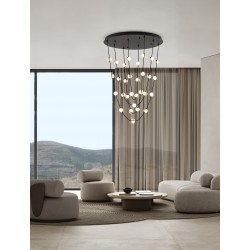Triac Dimmable Matt Black & Gold Aluminium & Acrylic LED 102 Watt 220-240Volt 8914Lm 3000K IP20 D: 84 H: 120 cm 