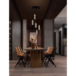 Triac Dimmable Chrome Steel & Aluminium Clear Glass Sandy Black Canopy LED 38 Watt 220-240Volt 1254Lm 3000K IP20 D: 38 H: 1