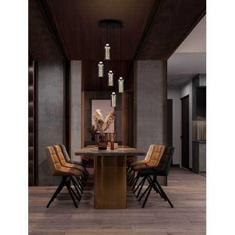 Triac Dimmable Chrome Steel & Aluminium Clear Glass Sandy Black Canopy LED 38 Watt 220-240Volt 1254Lm 3000K IP20 D: 38 H: 1