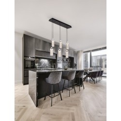 Triac Dimmable Chrome Steel & Aluminium Clear Glass Sandy Black Canopy LED 44 Watt 220-240Volt 1450Lm 3000K IP20 L: 81 W: 2