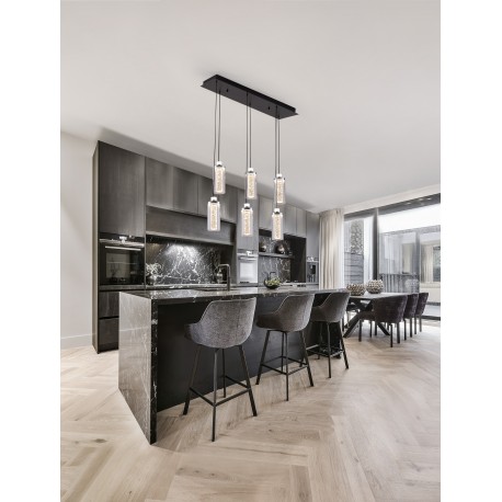 Triac Dimmable Chrome Steel & Aluminium Clear Glass Sandy Black Canopy LED 44 Watt 220-240Volt 1450Lm 3000K IP20 L: 81 W: 2
