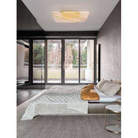 Ceiling Light Alum Gold &Clear Acrylic LED 96W L94.8 W63.8 H11.5 