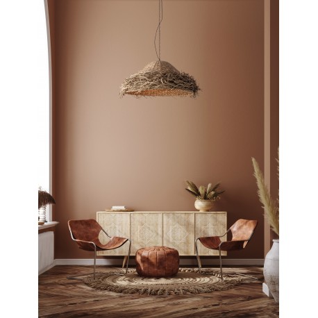 Natural Seagrass Black Fabric Wire & Base LED E27 1x12 Watt 100-240 Volt Bulb Excluded IP20 D:86 H1:30 H2:200cm 