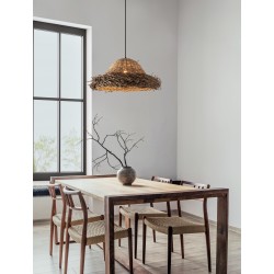 Natural Seagrass Black Fabric Wire & Base LED E27 3x12 Watt 100-240 Volt Bulb Excluded IP20 D:65 H1:28 H2:200cm 