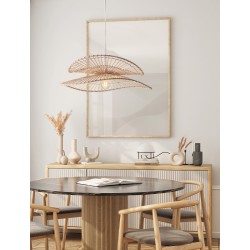 Natural Bamboo & Rattan Sandy White Steel Base LED E27 1x12Watt 100-240Volt IP20 Bulb Excluded D:60 H:220 cm 