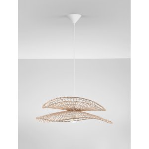 Natural Bamboo & Rattan Sandy White Steel Base LED E27 1x12Watt 100-240Volt IP20 Bulb Excluded D:60 H:220 cm 