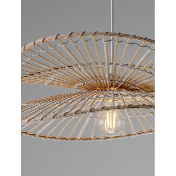 Natural Bamboo & Rattan Sandy White Steel Base LED E27 1x12Watt 100-240Volt IP20 Bulb Excluded D:60 H:220 cm 