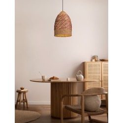Natural Water Hyacinth & Red Rope Sandy Black Steel Base LED E27 1x12Watt 100-240Volt IP20 Bulb Excluded D:37 H:250 cm 