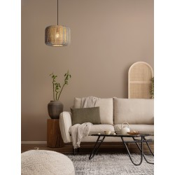 Natural, Blue & Yellow Rope Sandy Black Steel Base LED E27 1x12Watt 100-240Volt IP20 Bulb Excluded D:33 H:230 cm 