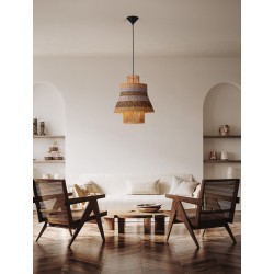 Natural, Blue & Black Rope Sandy Black Steel Base LED E27 1x12Watt 100-240Volt IP20 Bulb Excluded D:40 H:230 cm 