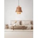 Natural Water Hyacinth Natural &Orange Rope Sandy Black Steel Base LED E27 1x12Watt 100-240Volt IP20 Bulb Excluded D:40 H:230