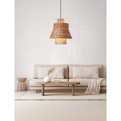  Natural Water Hyacinth Natural &Orange Rope Sandy Black Steel Base LED E27 1x12Watt 100-240Volt IP20 Bulb Excluded D:40 H:230