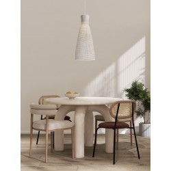 Natural Rattan & Sandy White Metal Base LED E27 1x12Watt 100-240Volt IP20 Bulb Excluded D:35 H:270 cm 