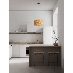 Natural Water Hyacinth Sandy Black Steel Base LED E27 1x12Watt 100-240Volt IP20 Bulb Excluded D:40 H:230 cm 